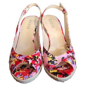 Guess floral wedge heels size 8